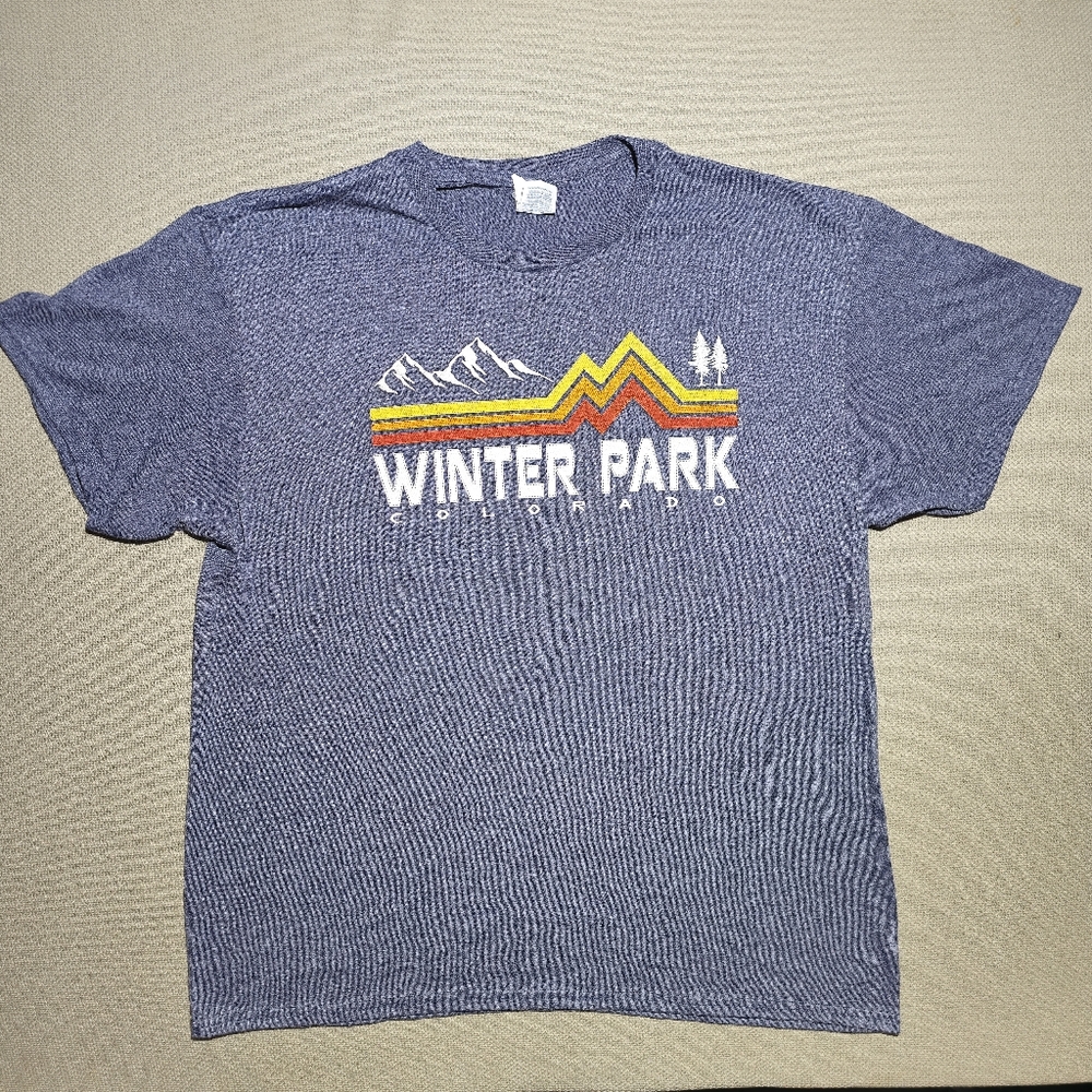 Delta Winter Park Colorado Men's Blue Short Sleeve Shirt Size Large